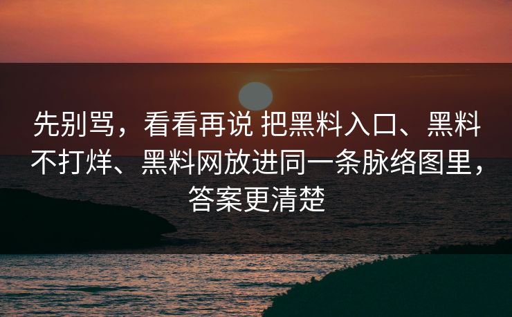 先别骂，看看再说 把黑料入口、黑料不打烊、黑料网放进同一条脉络图里，答案更清楚