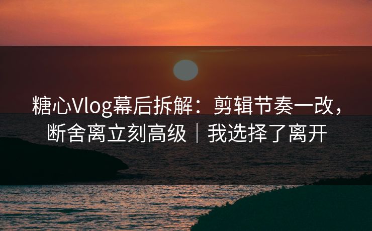 糖心Vlog幕后拆解：剪辑节奏一改，断舍离立刻高级｜我选择了离开