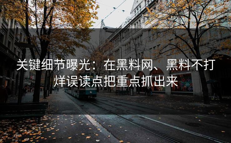 关键细节曝光：在黑料网、黑料不打烊误读点把重点抓出来
