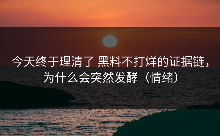 今天终于理清了 黑料不打烊的证据链，为什么会突然发酵（情绪）