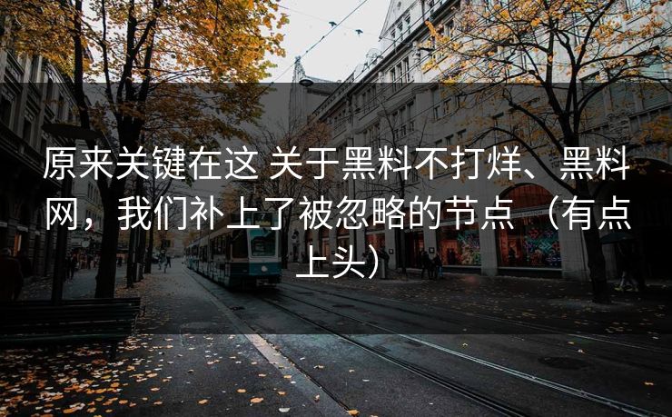 原来关键在这 关于黑料不打烊、黑料网，我们补上了被忽略的节点 （有点上头）