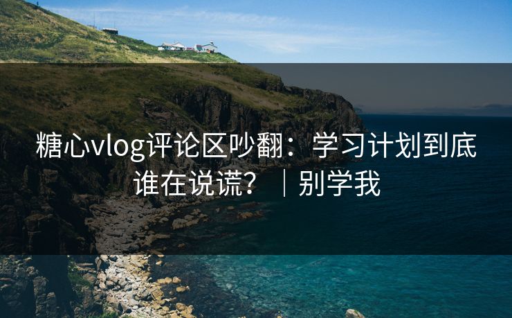 糖心vlog评论区吵翻：学习计划到底谁在说谎？｜别学我