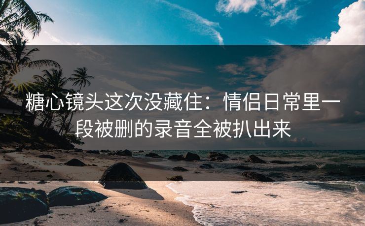 糖心镜头这次没藏住：情侣日常里一段被删的录音全被扒出来