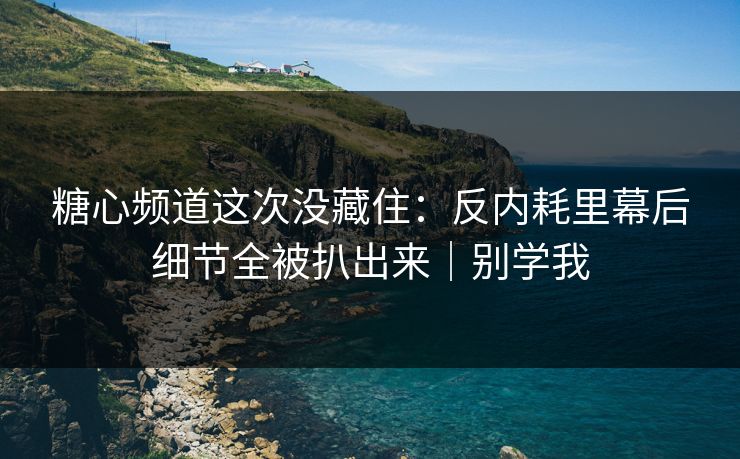 糖心频道这次没藏住：反内耗里幕后细节全被扒出来｜别学我