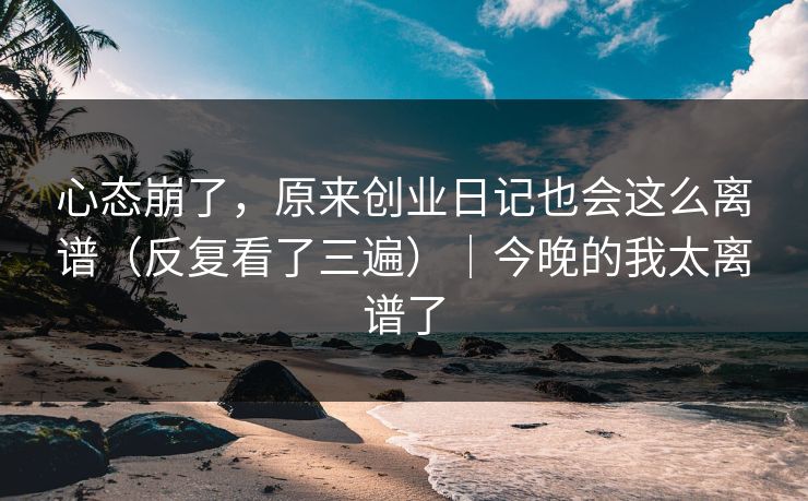 心态崩了，原来创业日记也会这么离谱（反复看了三遍）｜今晚的我太离谱了