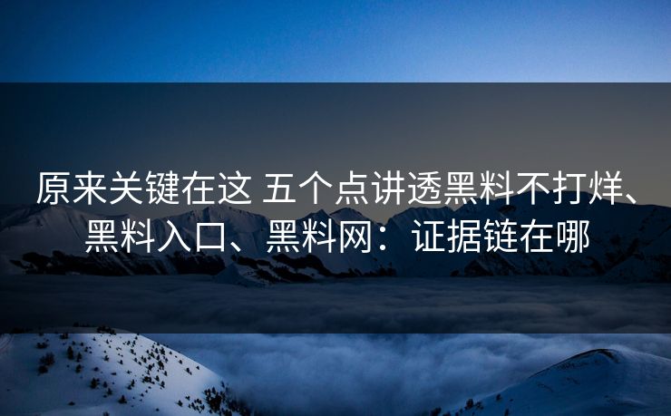 原来关键在这 五个点讲透黑料不打烊、黑料入口、黑料网：证据链在哪