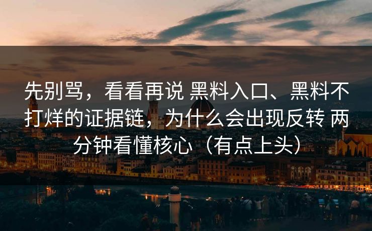 先别骂，看看再说 黑料入口、黑料不打烊的证据链，为什么会出现反转 两分钟看懂核心（有点上头）
