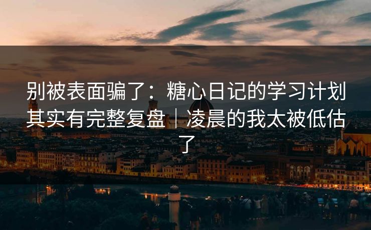 别被表面骗了：糖心日记的学习计划其实有完整复盘｜凌晨的我太被低估了