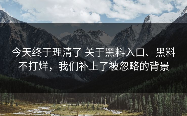 今天终于理清了 关于黑料入口、黑料不打烊，我们补上了被忽略的背景