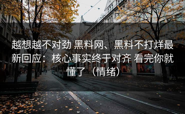 越想越不对劲 黑料网、黑料不打烊最新回应：核心事实终于对齐 看完你就懂了（情绪）
