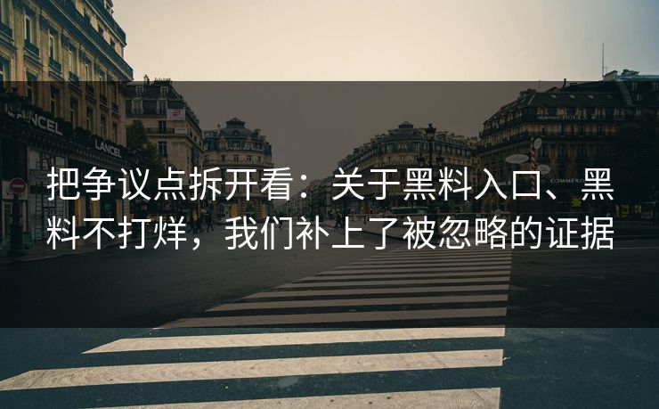 把争议点拆开看：关于黑料入口、黑料不打烊，我们补上了被忽略的证据