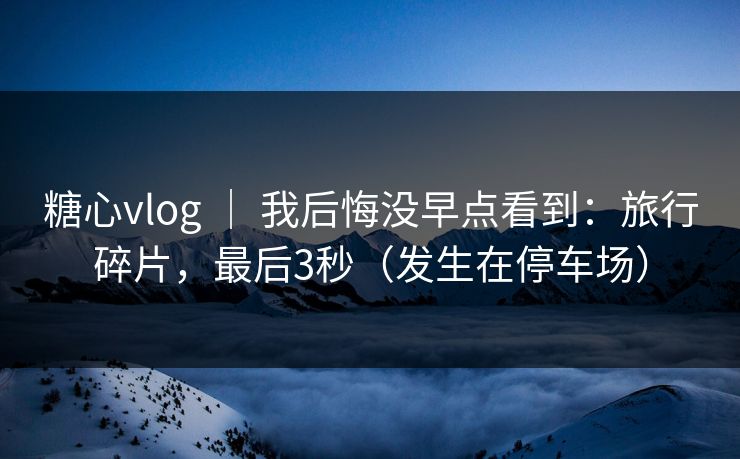 糖心vlog ｜ 我后悔没早点看到：旅行碎片，最后3秒（发生在停车场）