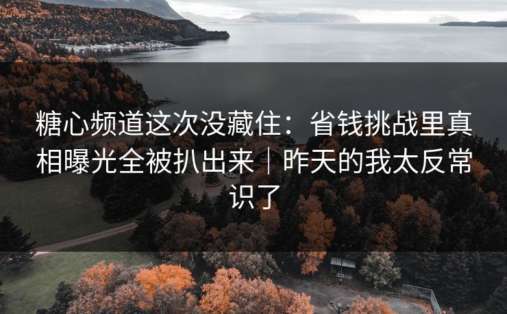 糖心频道这次没藏住：省钱挑战里真相曝光全被扒出来｜昨天的我太反常识了