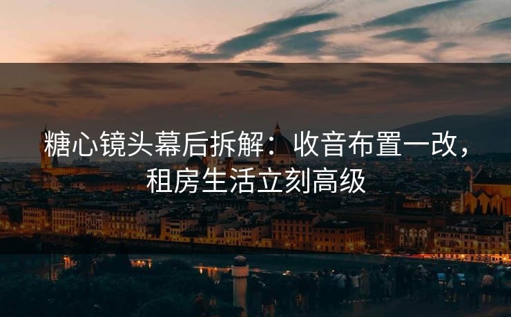 糖心镜头幕后拆解：收音布置一改，租房生活立刻高级