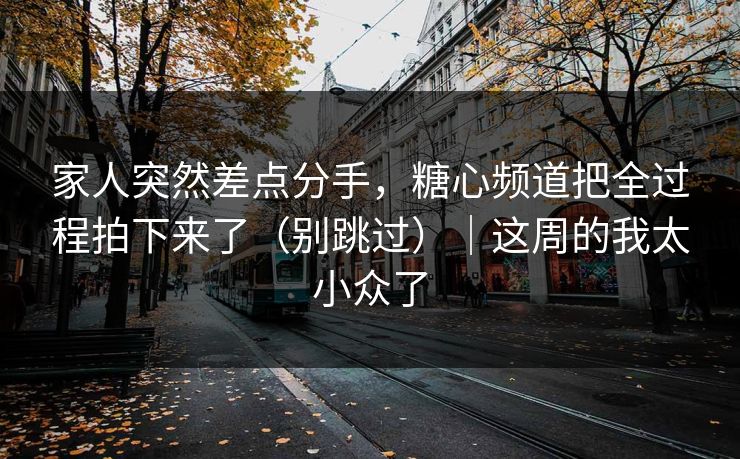 家人突然差点分手，糖心频道把全过程拍下来了（别跳过）｜这周的我太小众了
